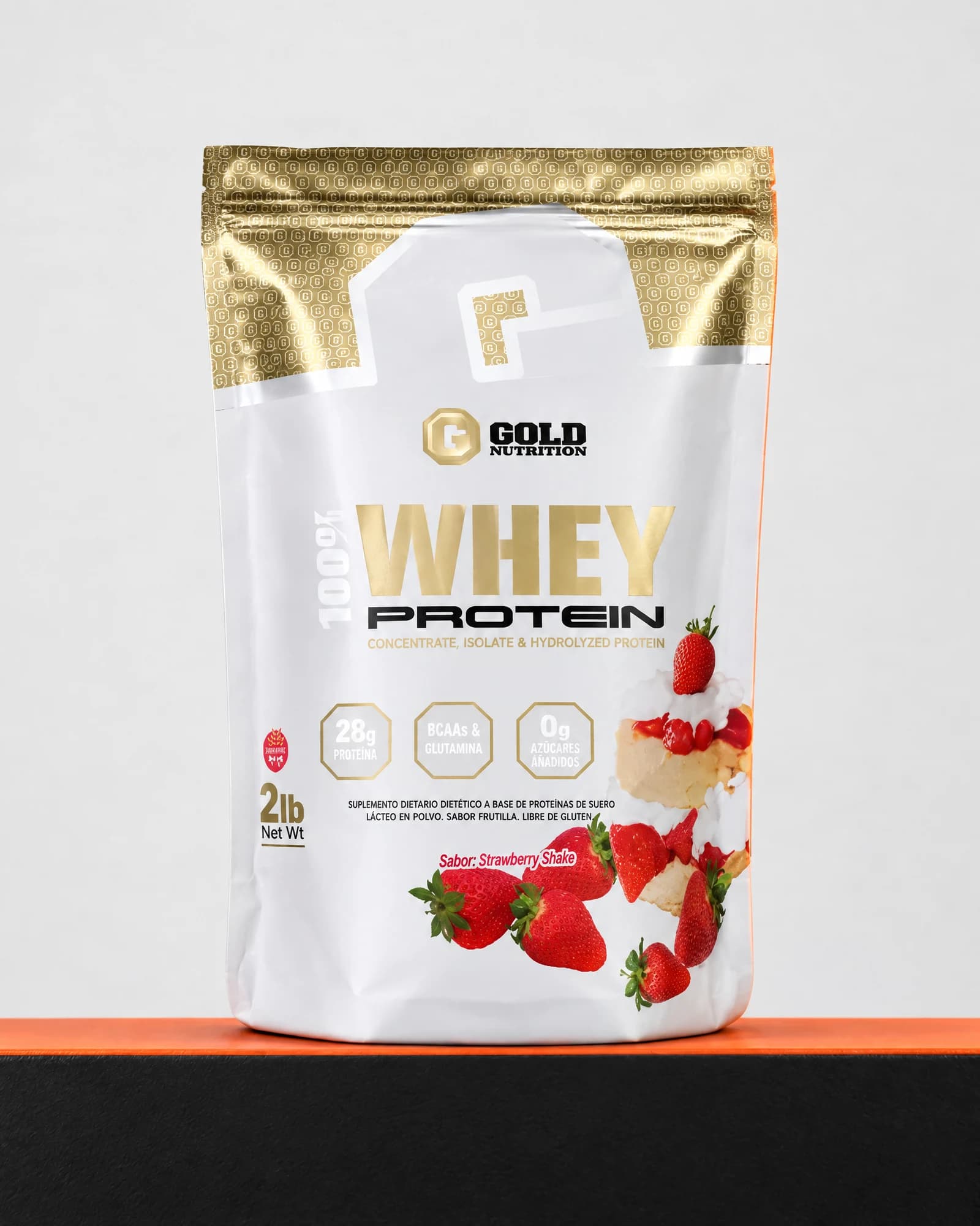 Gold Nutrition 100% Whey Protein sabor frutilla, 907 g (2 lb)