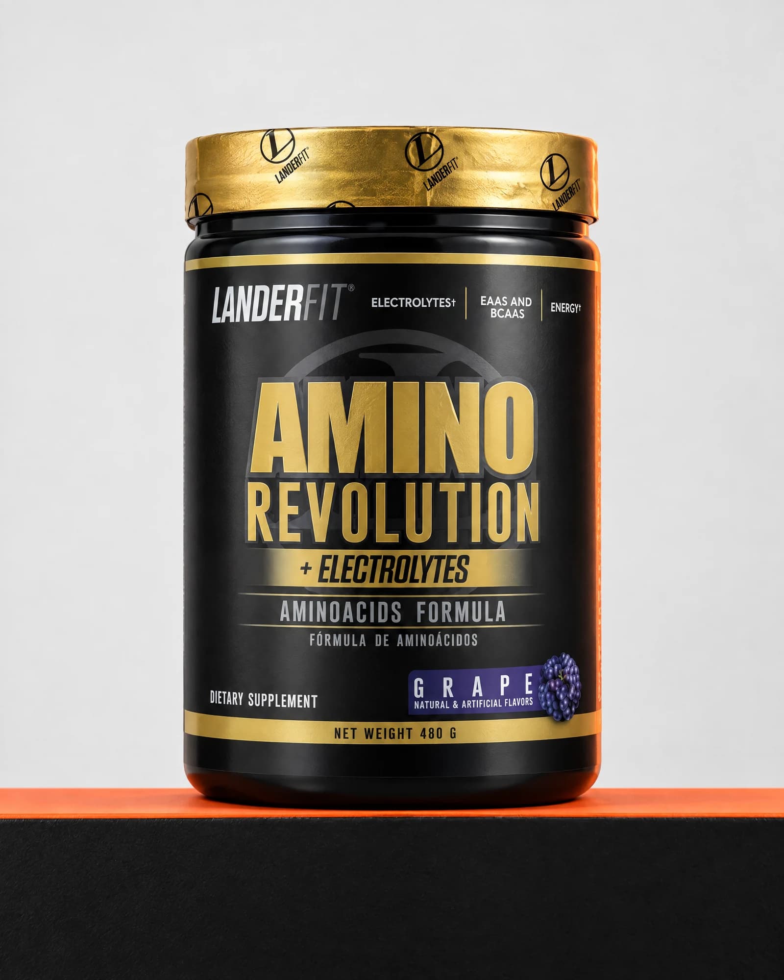 Lander Fit Amino Revolution + Electrolytes sabor Grape, 480 g