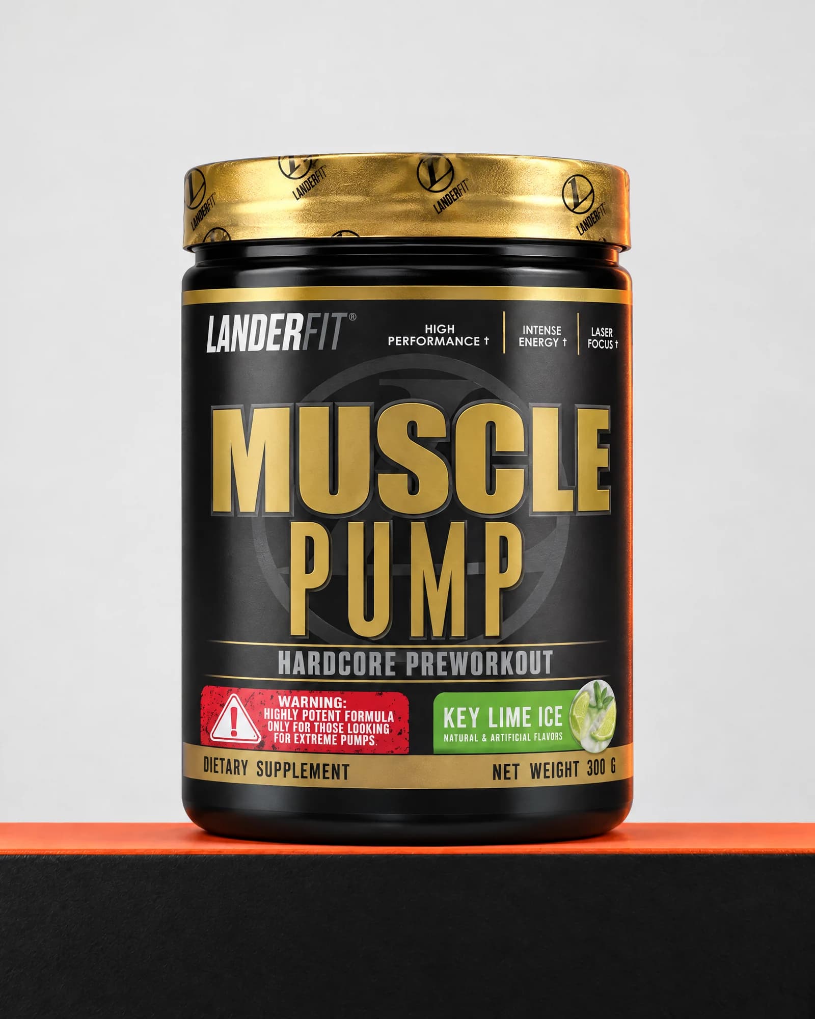 Lander Fit Muscle Pump Hardcore Preworkout sabor Key Lime Ice, 300 g