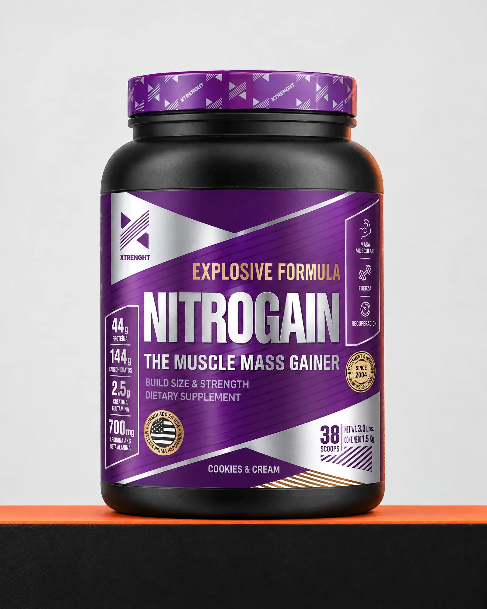 Xtrenght Nitrogain 1,5 kg, sabor cookies & cream